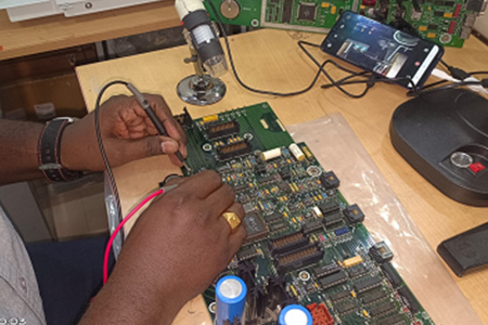 an image of pcb board repair in our electronics lab